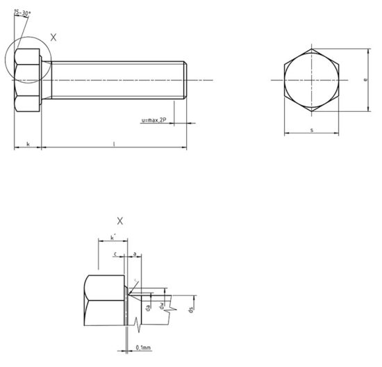 ASME B18.2.3.1M – Hex Bolts Full Thread / Metric Hexagon Head Cap ...