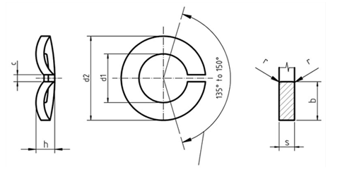DIN 128A Spring Washers drawing