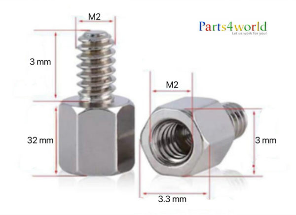 M2x32-3 mm male-female hex standoffs & spacer screws